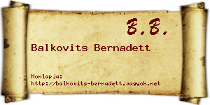 Balkovits Bernadett névjegykártya